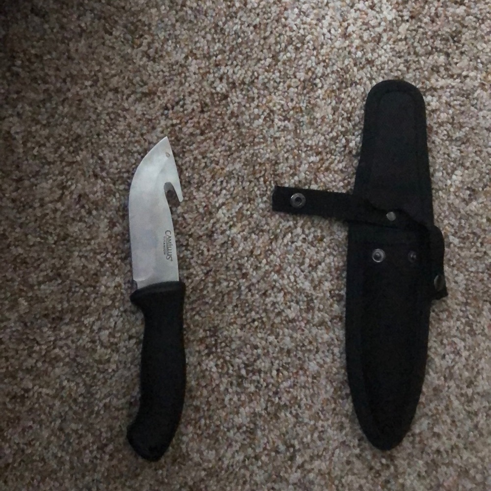 Titanium skinning knife with case